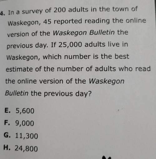 In a survey of 200 adults in the town of Waskegon, 45 reported reading the online version of the Wa