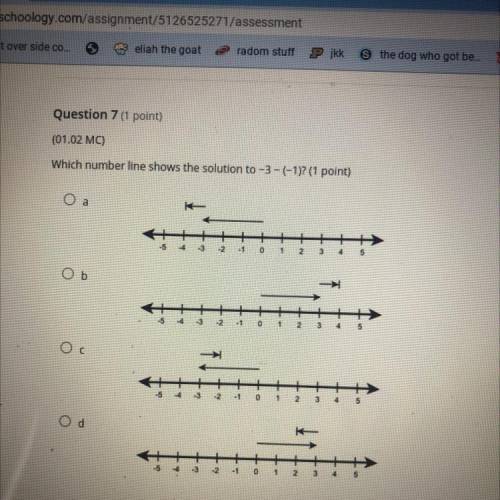 Which number line shows the solution to-3-(-1)