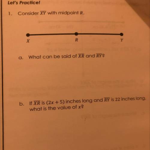 XR is (2x + 5) inches long and Ry is 22 inchestone,
what is the value of x?