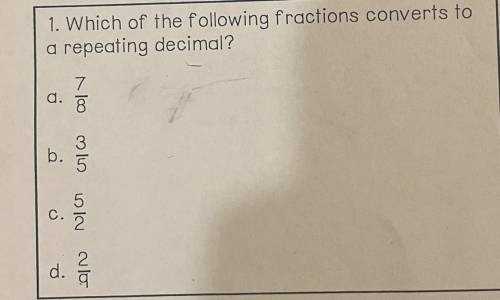 Which of the following fractions converts to a repeating decimals