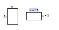 The perimeters of the two rectangles at right are equal. Write and solve an equation to find the va