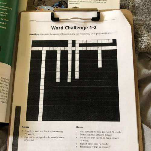 THIS IS CULINARY

Word Challenge 1-2
Directions: Complete the crossword puzzle using the vocabular