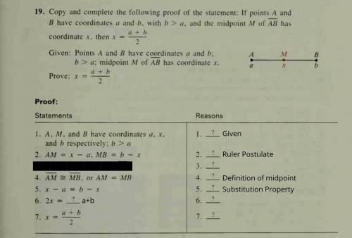 Prove: If point A and B have the coordinate a and b, with b > a, and the midpoint M of AB has co