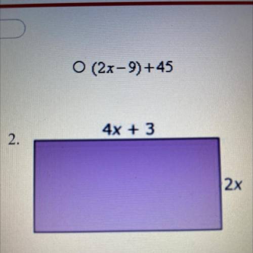 4x + 3
2x
Which expression represents the perimeter of the rectangle above?