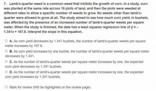 Lamb's-quarter weed is a common weed that inhibits the growth of corn. In a study, corn was planted