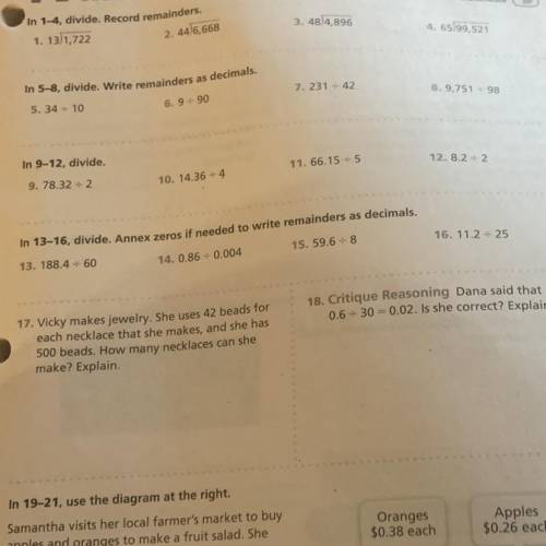 Need answers and explanation for problems 5-8 and 13-16