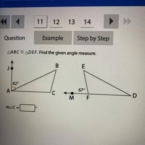 AABC = ADEF. Find the given angle measure.