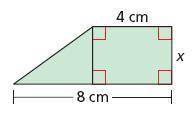 Write an inequality that represents the missing dimension x. The area is less than 18 square centim
