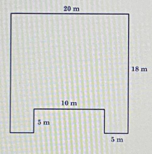 Find the area of the figure. All angles are right angles.
 

A. 58m^2 
B. 295m^2 
C. 310m^2 
D. 610