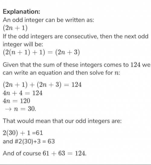 Find three consecutive numbers whose sum is 124​