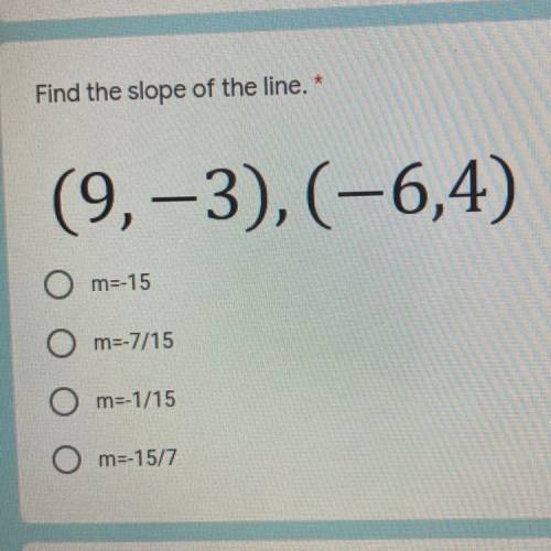 Find the slope of the line. *
(9,-3), (-6,4)