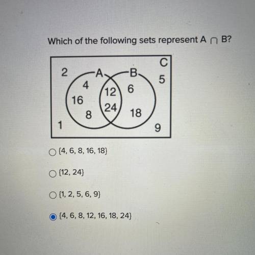 Which of the following sets represent A n B?