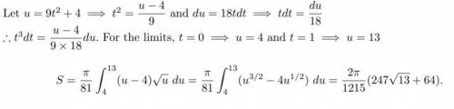 Question: Find the area of the surface obtained by rotating the curve: x = t^3 , y = t^2 , 0 <=