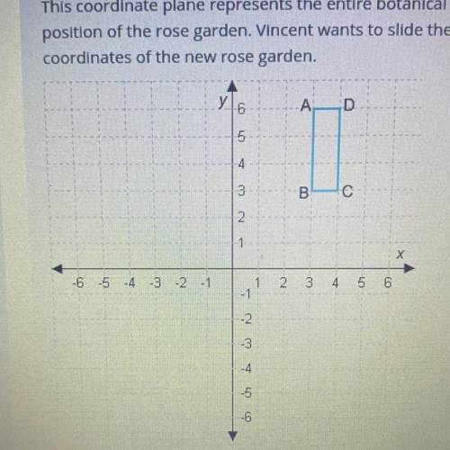 What are the coordinates of the vertices of the rose garden AFTER a translation two yards east and