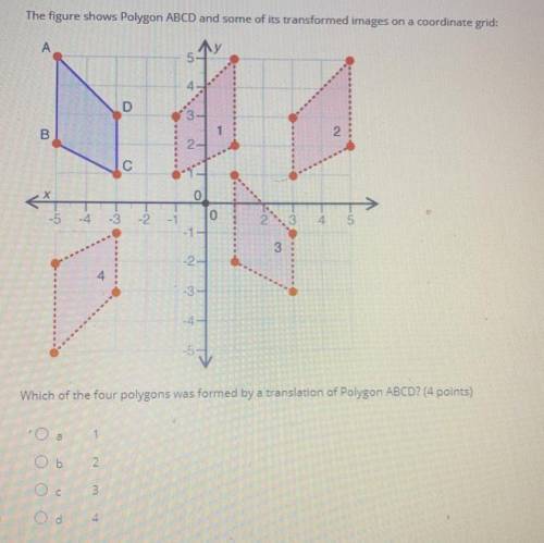 Question 5 (20 points)

(02.01)
The figure shows Polygon ABCD and some of its transformed images o