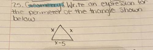 Write an expression for the perimeter of the triangle shown in the picture