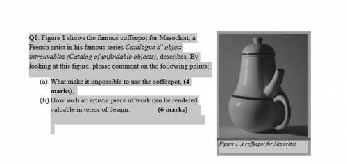 Q1. Figure 1 shows the famous coffeepot for Masochist, a French artist in his famous series Catalog