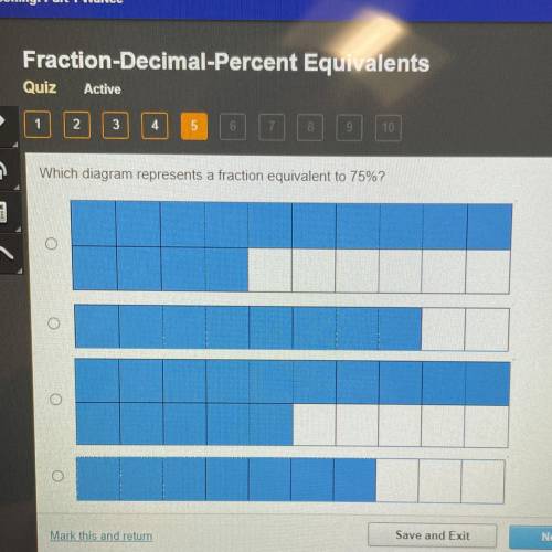Which diagram represents a fraction equivalent to 75%?
O
O
o