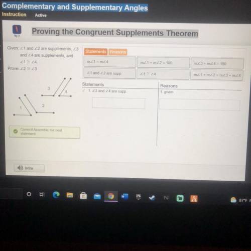 Proving the Congruent Supplements Theorem. Don’t give me links just answer it pls I’m in a hurry to