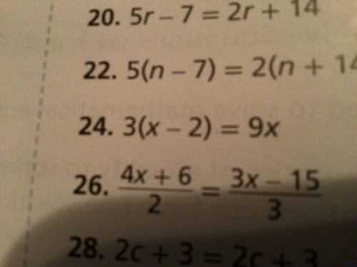 PLEASE HELPPPP ITS NUMBVER 24 3(x-2)=2(n+14)