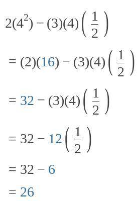 Given that x =4 and y= 1 over 2, find the value of 2x²- 3xy
