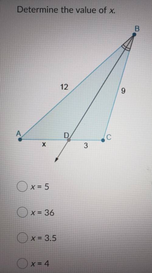 Determine the value of x. ​