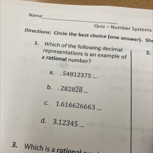 Which of the following decimal
representations is an example of
a rational number?