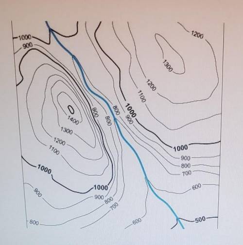 Describe the features shown in the topographic map. Be specific about directions and elevations. Ex
