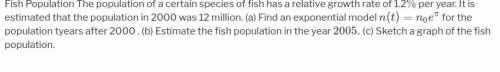The population of a certain species of fish in a lake has a relative growth rate of 1-2%. It is esti