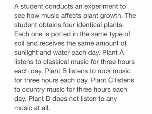 In the experiment described in the scenario, which group represents the control group?

A. Plant C