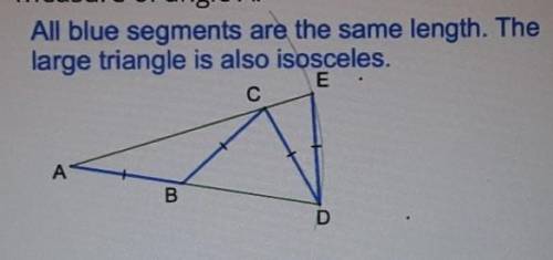 In the diagram shown, all of the blue segments are congruent and a large triangle is also isosceles