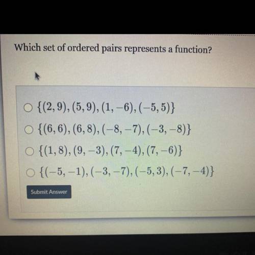 Which set it ordered pairs represent a function