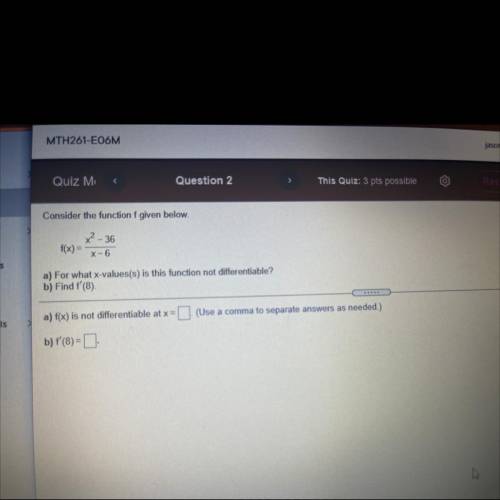 For what x values(s) is the function not differentiable