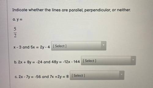 Select perpendicular parallel or neither for each one