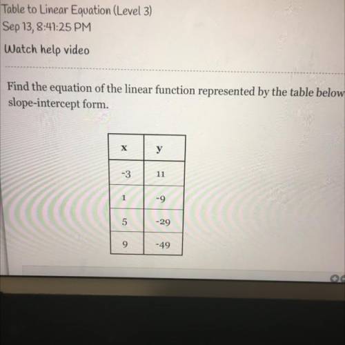 Help with math please! This is table to linear equation (level 3)