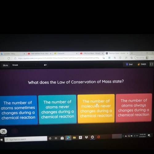 What does the law of conversation of mass state