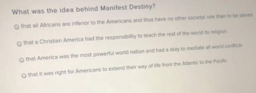 What was the ideas behind manifest destiny ? Please I need help ( no links aloud )