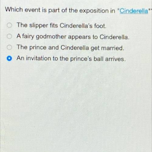 Which event is part of the exposition in Cinderella need help ASAP