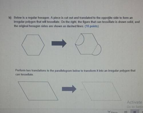 Below is a regular hexagon. A piece is cut out and translated to the opposite side to form an

irr