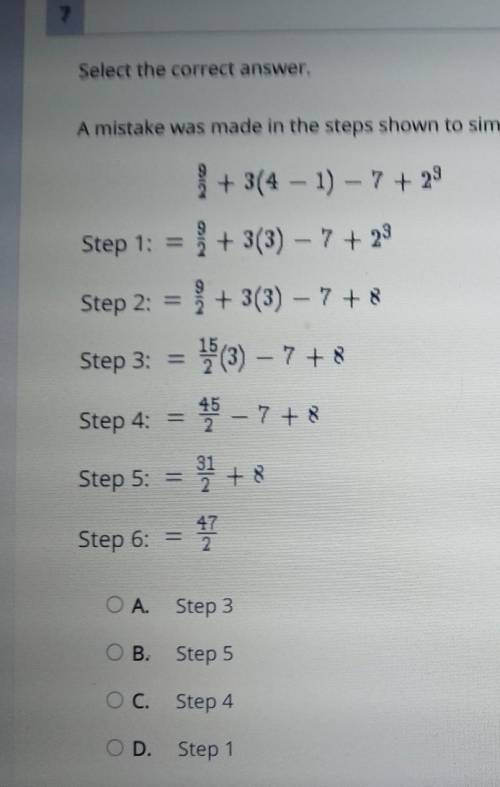 A mistake was made in the steps shown to simplify the expression. which steps include the mistake?​