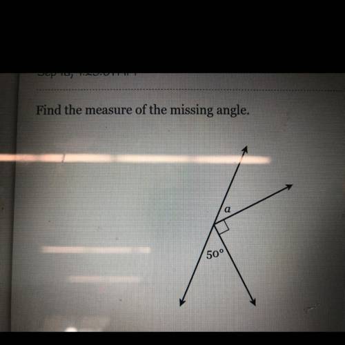 Find the measure of the missing angle.
a
50°