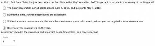 Which fact from Solar Conjunction: When the Sun Gets in the Way would be LEAST important to inclu