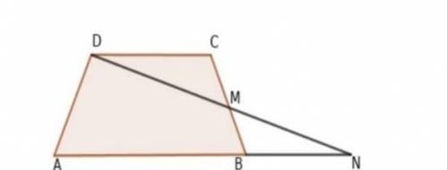 In this figure AB and CB are parallel. M is the mid point of BC. Prove that the area of ∠DCM ∠BMN a