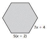 Find the perimeter of the regular polygon. (A regular polygons sides are all equal).