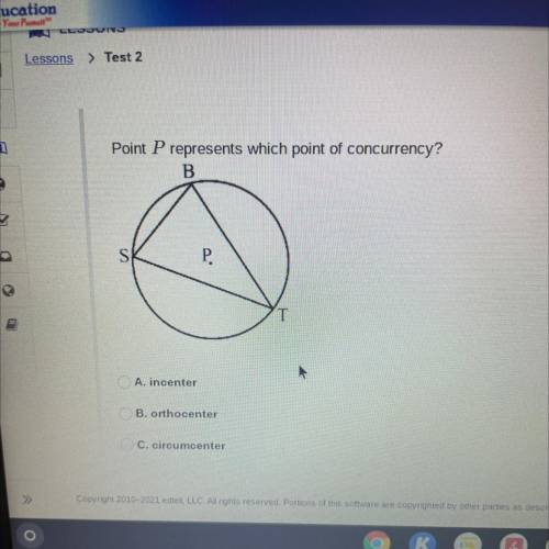 Point P represents which point of concurrency?