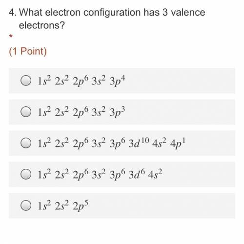 What electron configuration has 3 valence electrons?