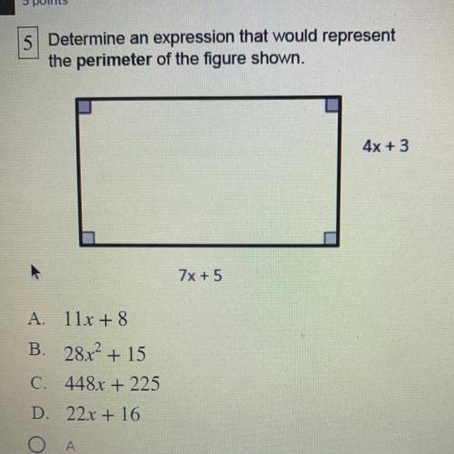 HURRYYYYY

Determine an expression that would represent
the perimeter of the figure shown.
4x + 3