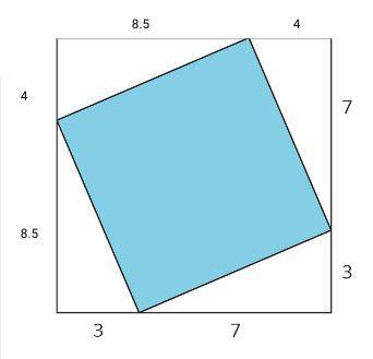 Find the area of the blue shaded region
show your work