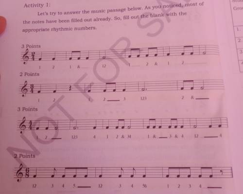 Activity 1: Let's try to answer the music passage below. As you noticed, most of the notes have bee