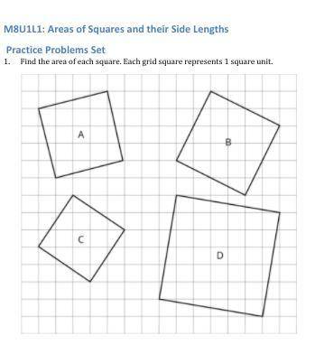Find the area of each square. Each grid square represents 1 square unit.